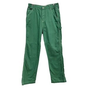 S.O.N.G. Jeans Juniors 11/30 Green Straight Carpenter Utility Pockets Button Fly